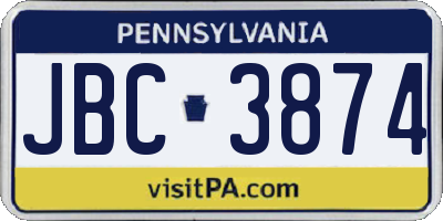 PA license plate JBC3874