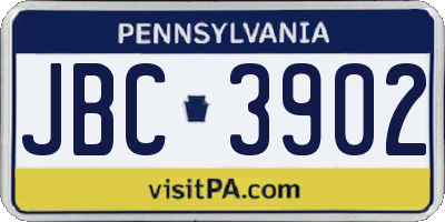 PA license plate JBC3902