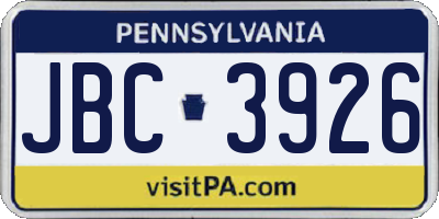 PA license plate JBC3926