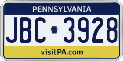 PA license plate JBC3928