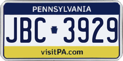 PA license plate JBC3929