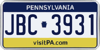 PA license plate JBC3931