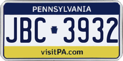 PA license plate JBC3932