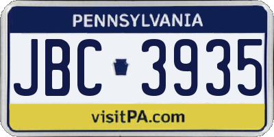 PA license plate JBC3935