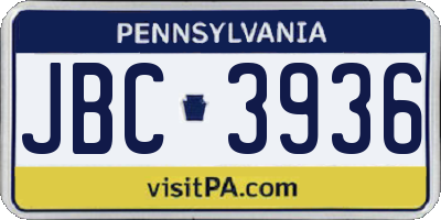 PA license plate JBC3936