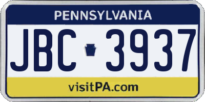 PA license plate JBC3937