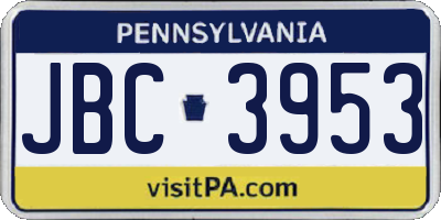 PA license plate JBC3953