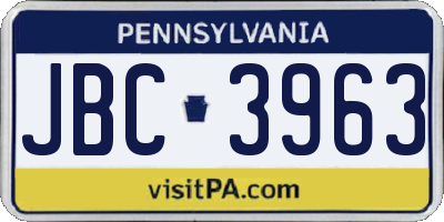 PA license plate JBC3963