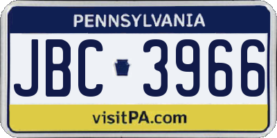 PA license plate JBC3966