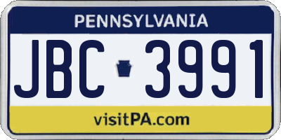 PA license plate JBC3991