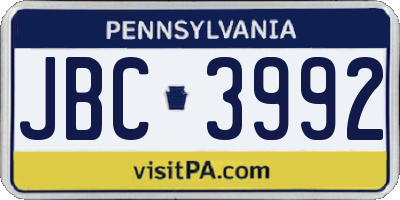 PA license plate JBC3992