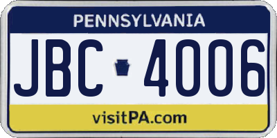 PA license plate JBC4006