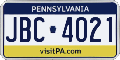 PA license plate JBC4021
