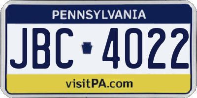 PA license plate JBC4022