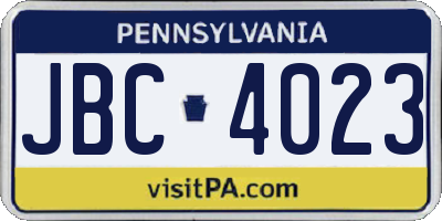 PA license plate JBC4023
