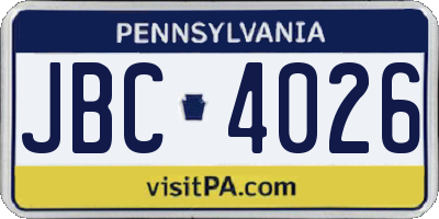 PA license plate JBC4026
