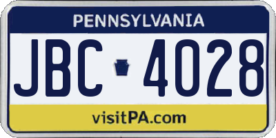 PA license plate JBC4028