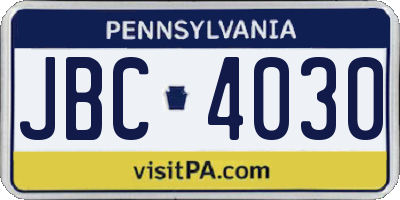 PA license plate JBC4030