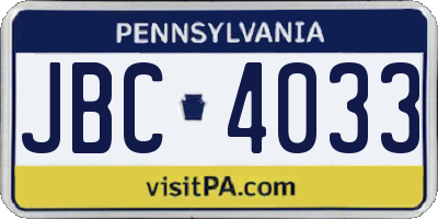PA license plate JBC4033