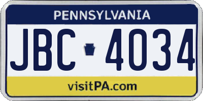 PA license plate JBC4034