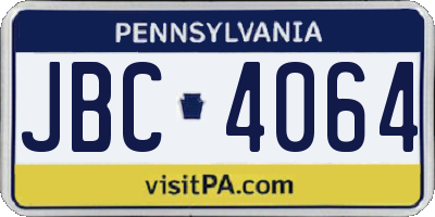 PA license plate JBC4064