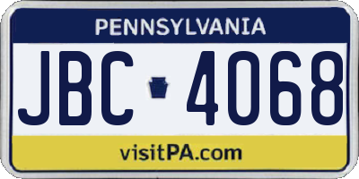 PA license plate JBC4068