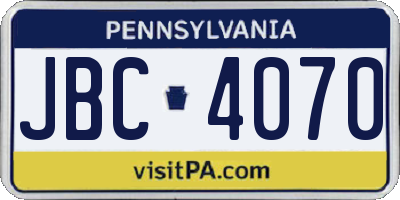 PA license plate JBC4070