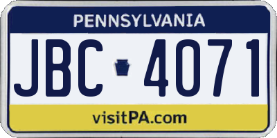 PA license plate JBC4071