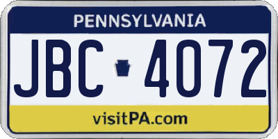 PA license plate JBC4072
