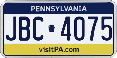 PA license plate JBC4075