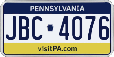 PA license plate JBC4076