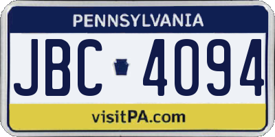 PA license plate JBC4094