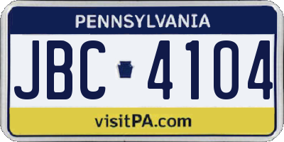 PA license plate JBC4104