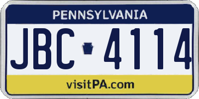 PA license plate JBC4114