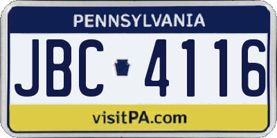 PA license plate JBC4116