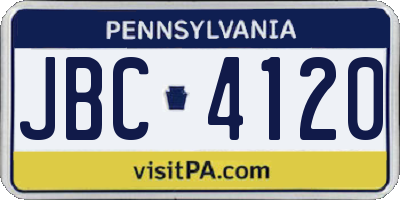 PA license plate JBC4120