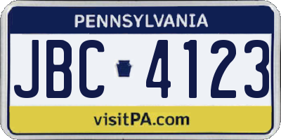 PA license plate JBC4123