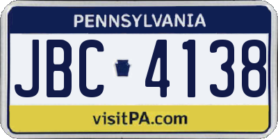 PA license plate JBC4138