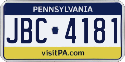 PA license plate JBC4181