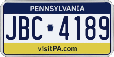 PA license plate JBC4189