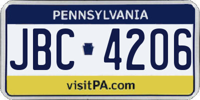 PA license plate JBC4206