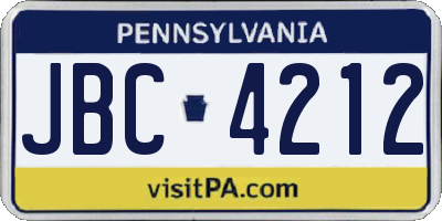 PA license plate JBC4212