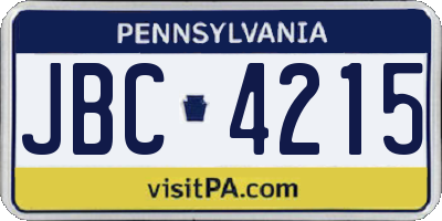 PA license plate JBC4215