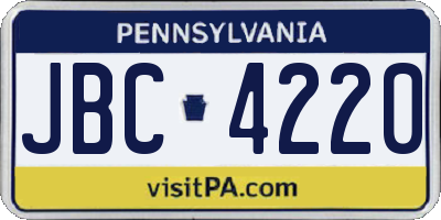 PA license plate JBC4220