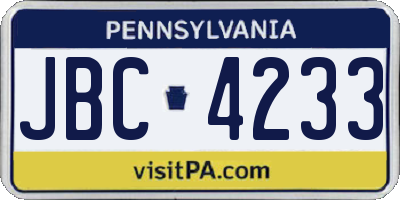 PA license plate JBC4233