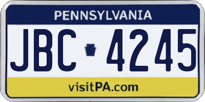 PA license plate JBC4245