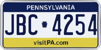 PA license plate JBC4254