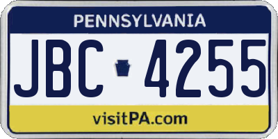 PA license plate JBC4255