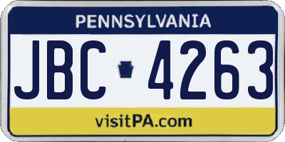 PA license plate JBC4263