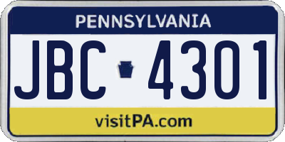 PA license plate JBC4301